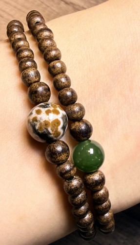 海洋碧玉配俄羅斯和田玉雙圈